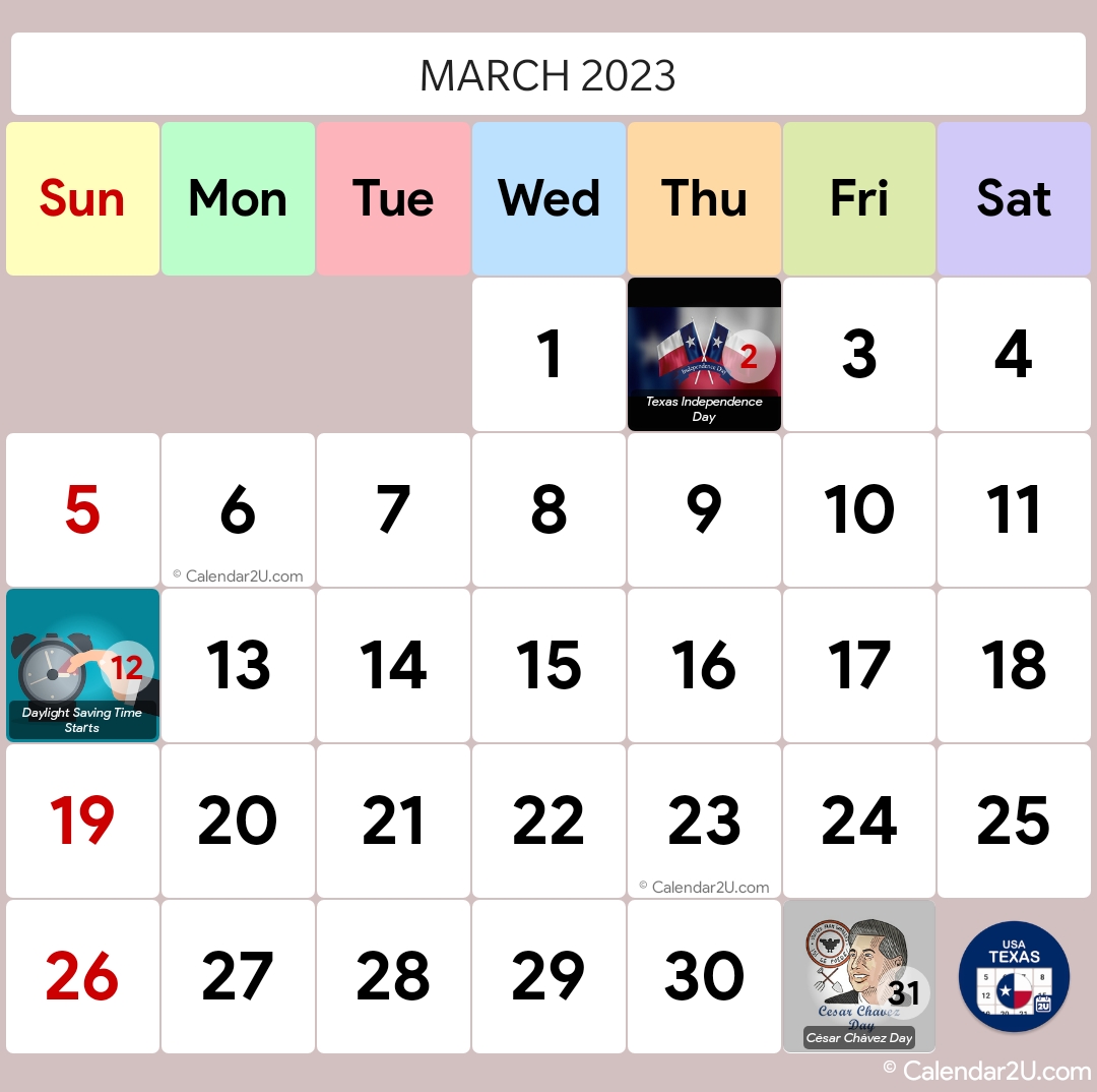 US - Texas Calendar