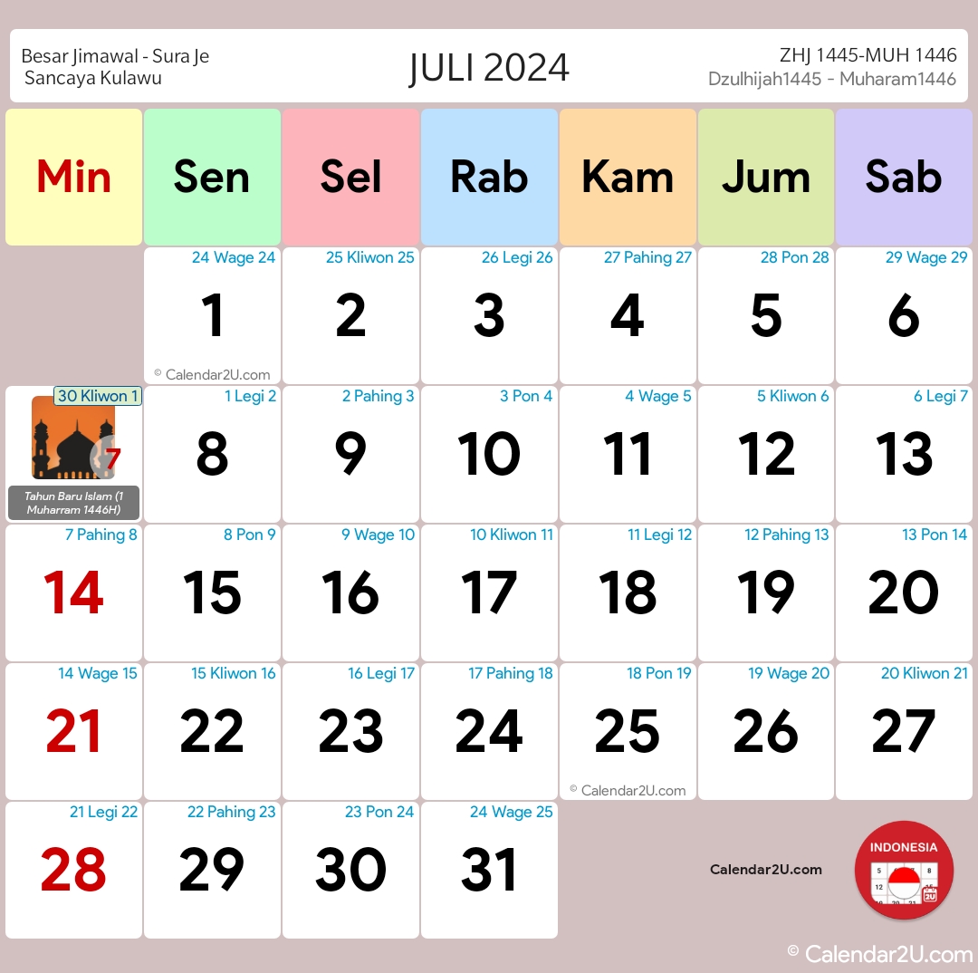Indonesia (Indonesia) Calendar