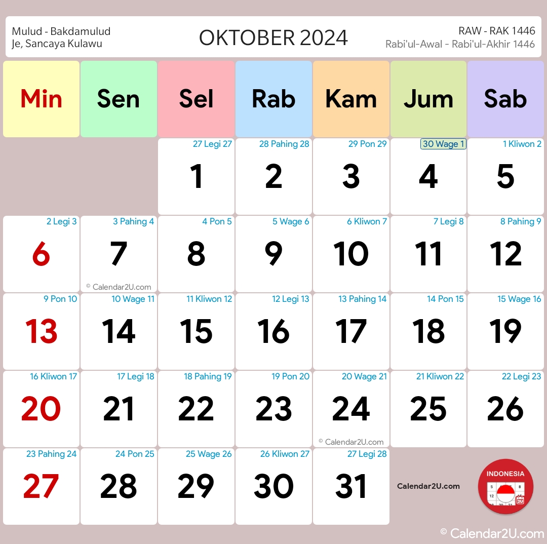 Indonesia (Indonesia) Calendar