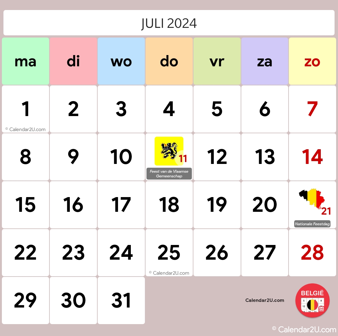 Belgien (Belgium) Calendar