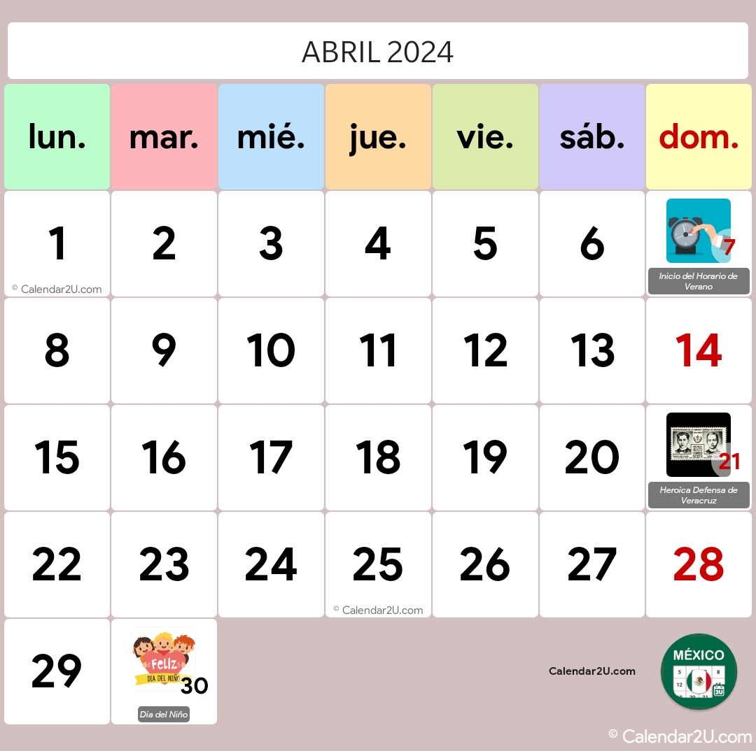 México (Mexico) Calendar
