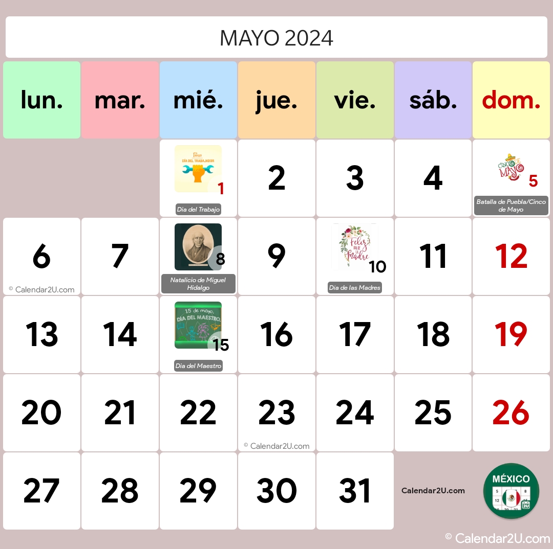 México (Mexico) Calendar