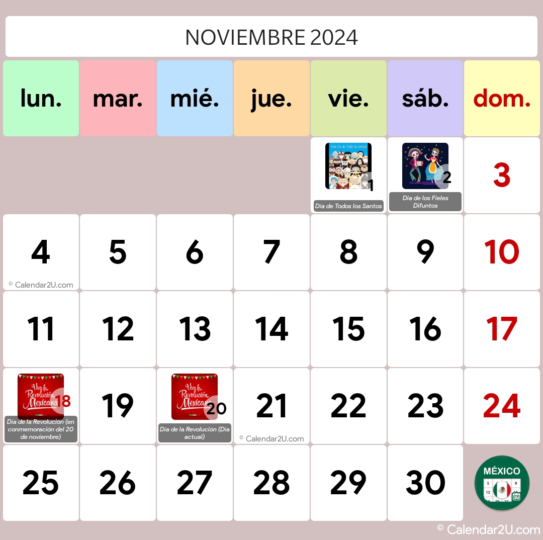 México (Mexico) Calendar