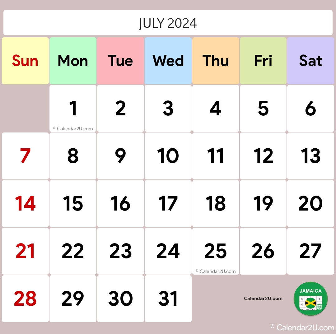 Jamaica Calendar